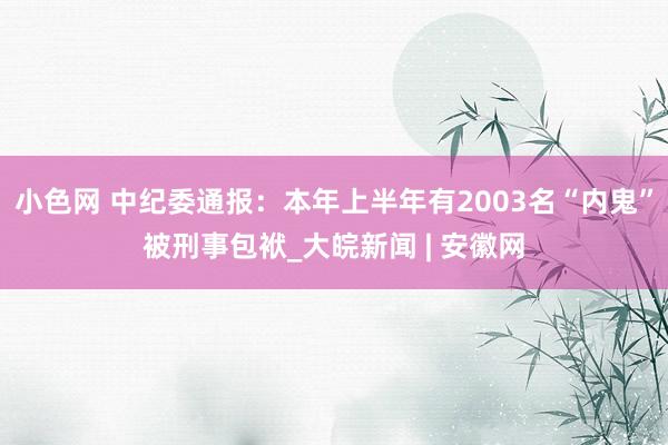 小色网 中纪委通报：本年上半年有2003名“内鬼”被刑事包袱_大皖新闻 | 安徽网