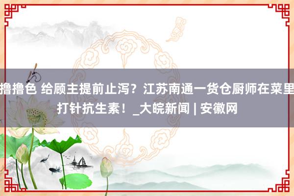 撸撸色 给顾主提前止泻？江苏南通一货仓厨师在菜里打针抗生素！_大皖新闻 | 安徽网