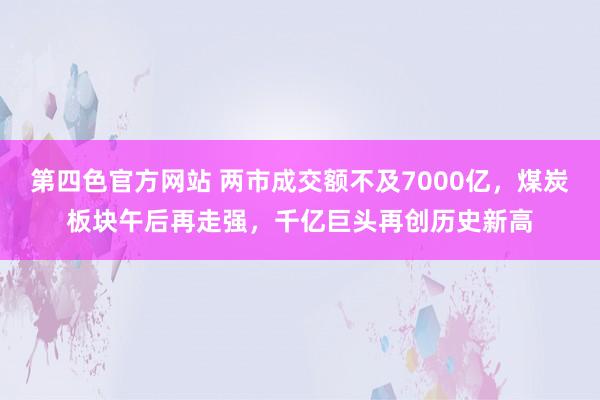 第四色官方网站 两市成交额不及7000亿，煤炭板块午后再走强，千亿巨头再创历史新高