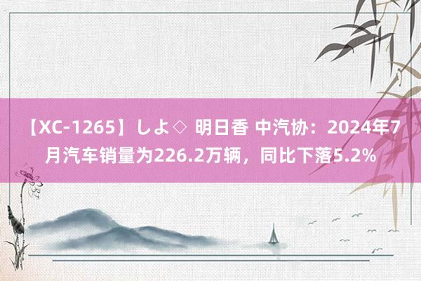 【XC-1265】しよ◇ 明日香 中汽协：2024年7月汽车销量为226.2万辆，同比下落5.2%