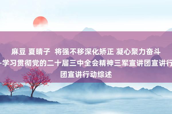 麻豆 夏晴子  将强不移深化矫正 凝心聚力奋斗强军——学习贯彻党的二十届三中全会精神三军宣讲团宣讲行动综述