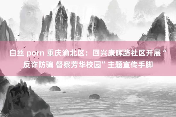 白丝 porn 重庆渝北区：回兴康晖路社区开展“反诈防骗 督察芳华校园”主题宣传手脚