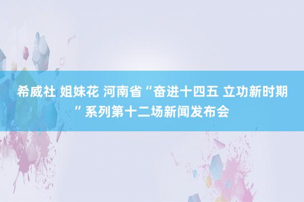 希威社 姐妹花 河南省“奋进十四五 立功新时期”系列第十二场新闻发布会